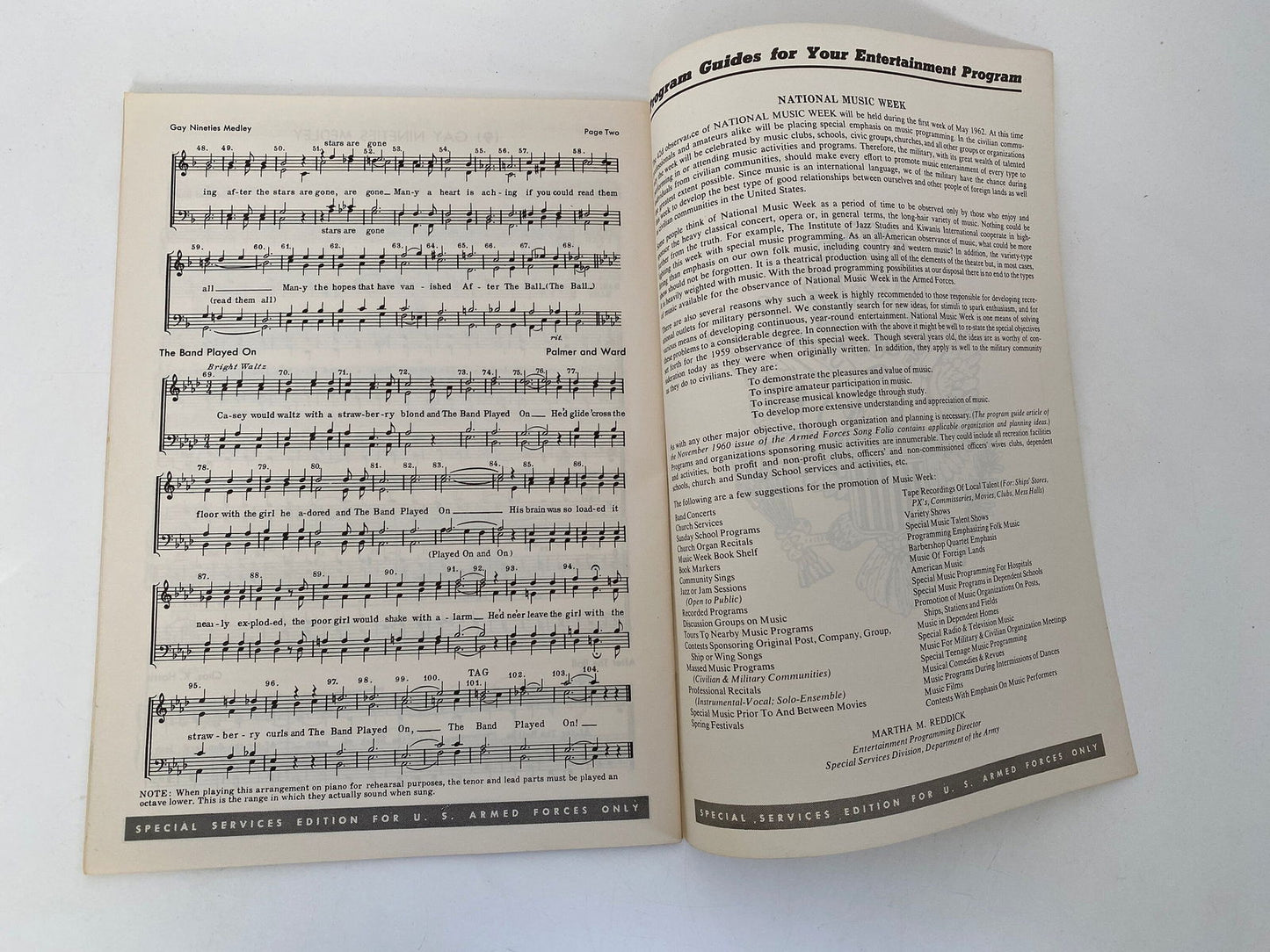 1962 Armed Forces Song Folio at Duckwells