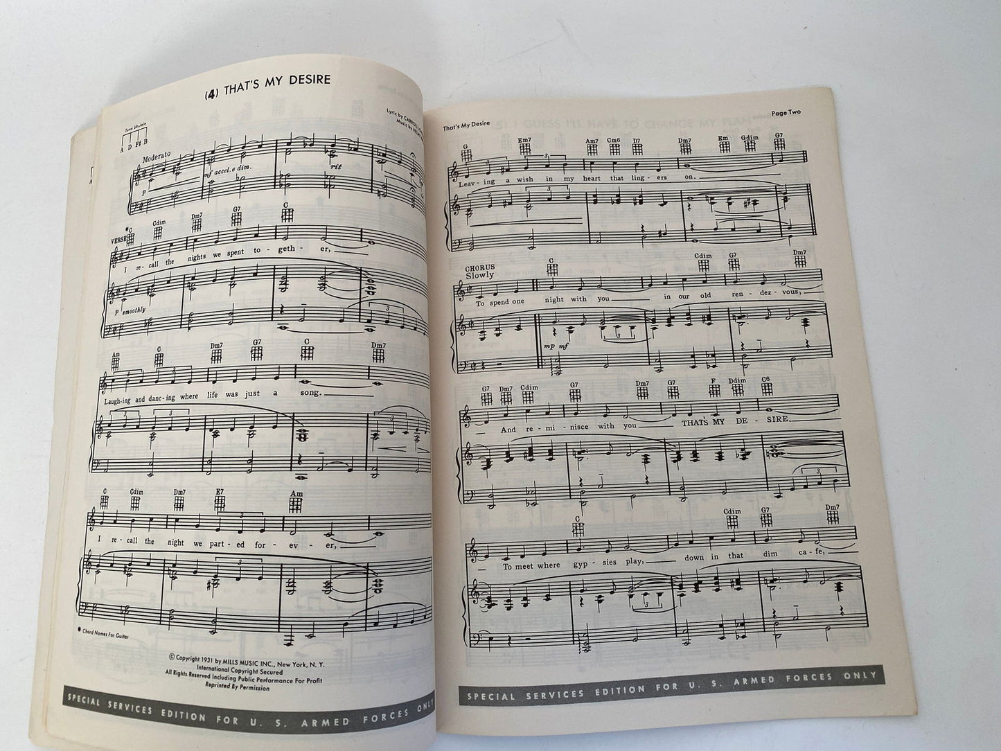 1962 Armed Forces Song Folio at Duckwells