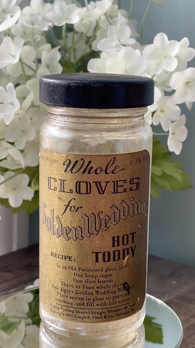 1930's Cloves Golden Wedding Glass Jar