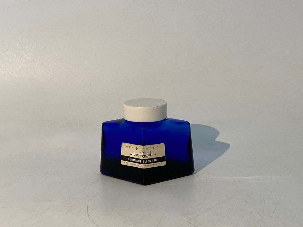 Vintage Parker Ink Quink Cobalt Blue Diamond Shaped Bottle
