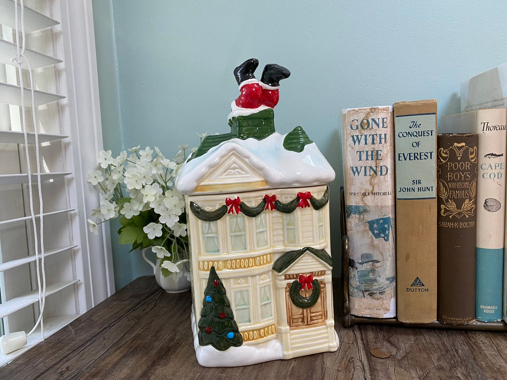 Vintage Victorian House Christmas Cookie Jar Canister at Duckwells