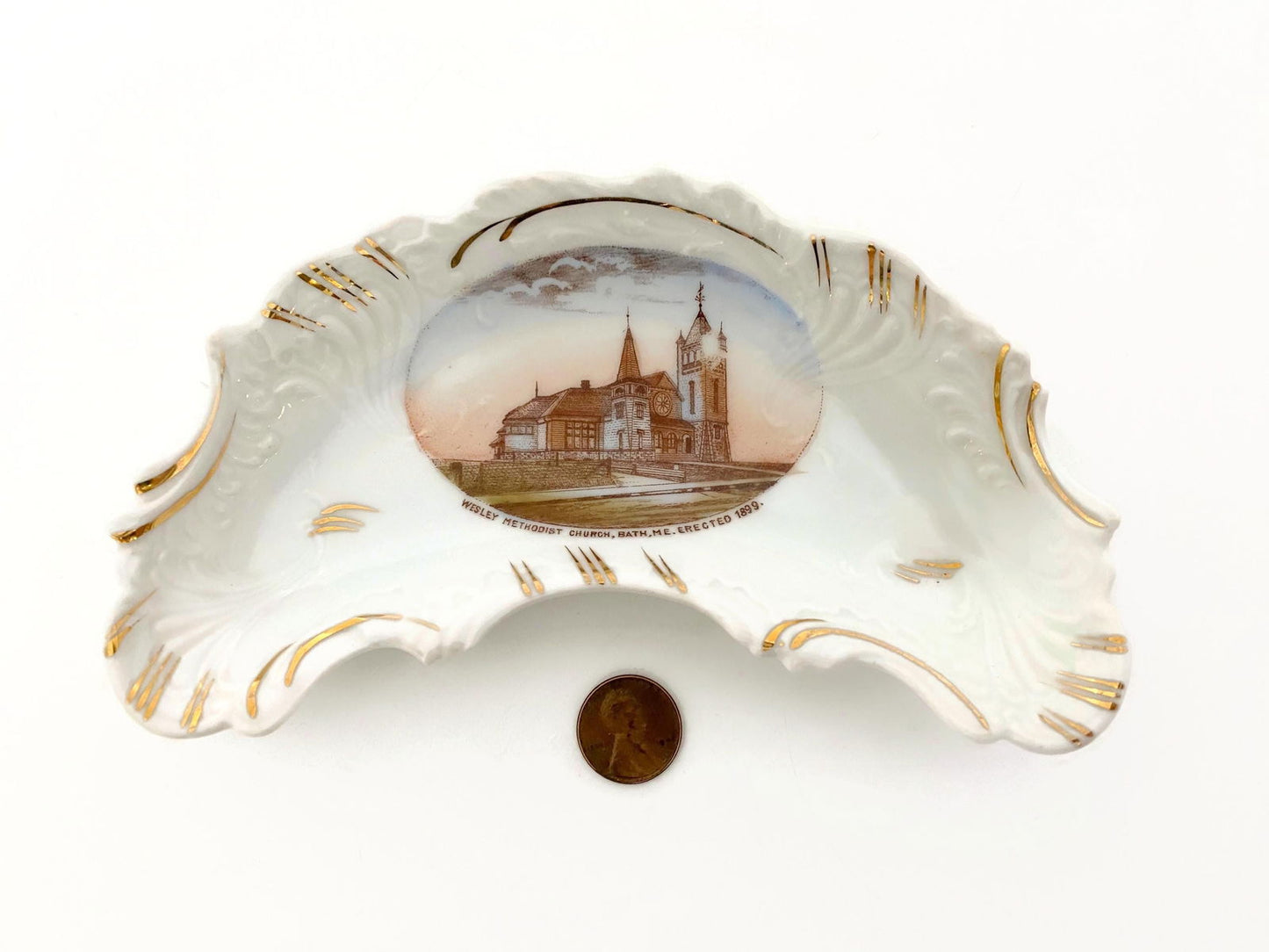 Antique Bath Maine German Porcelain Souvenir Dish at Duckwells