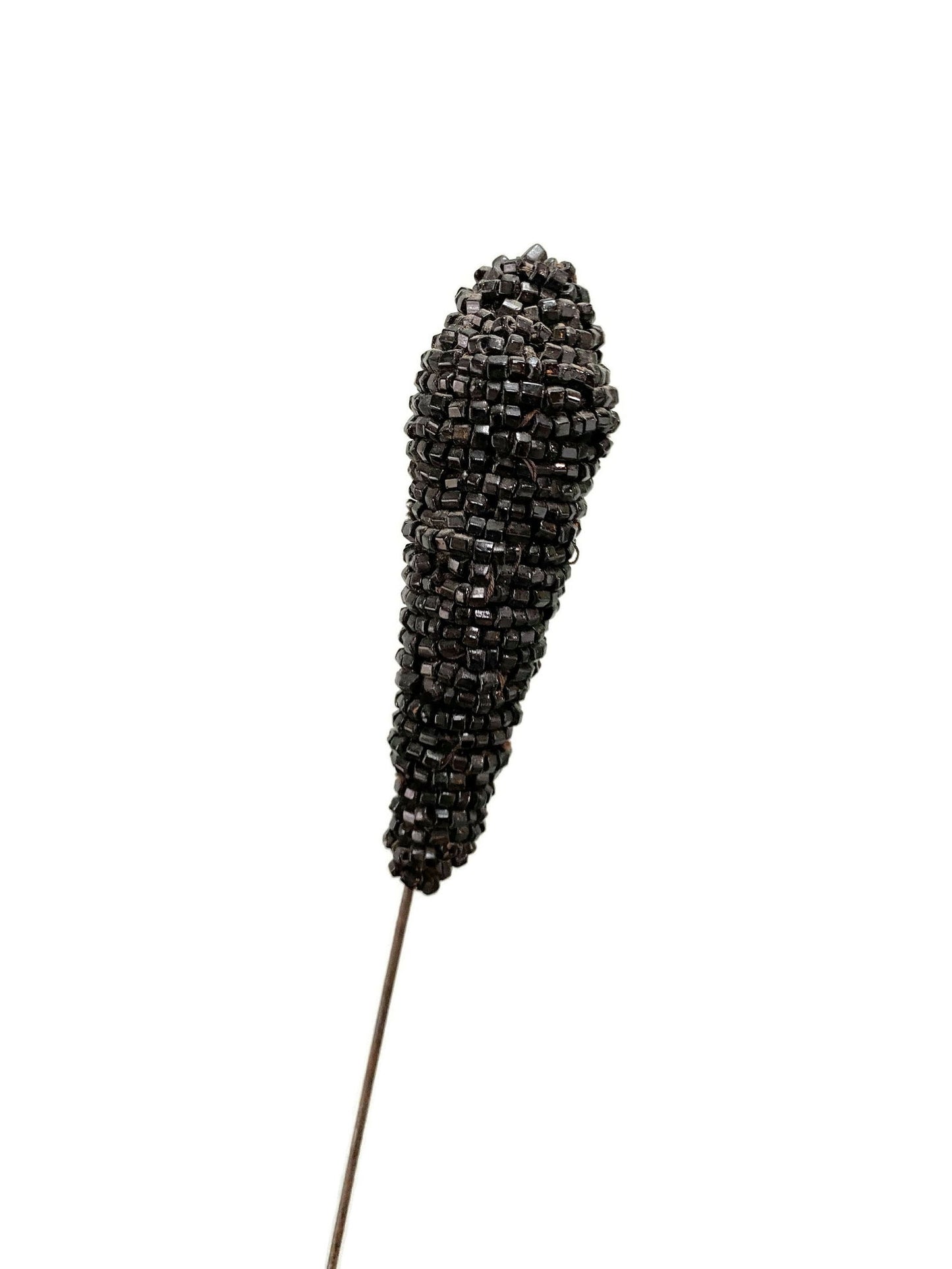Antique Black Beaded Hatpin - Duckwells