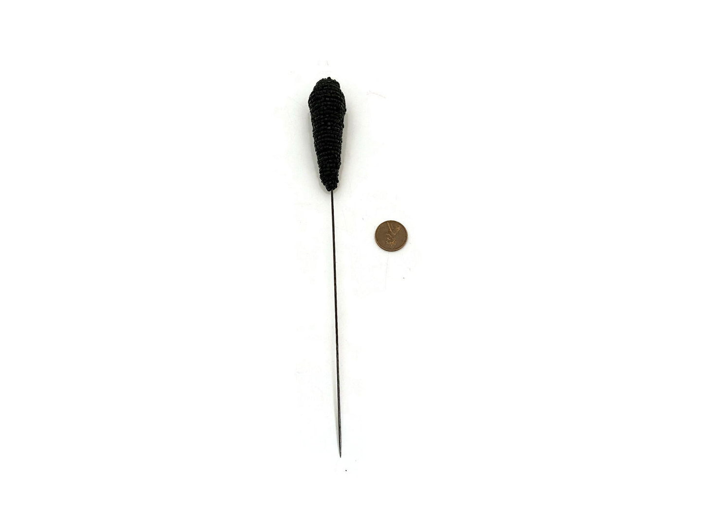 Antique Black Beaded Hatpin - Duckwells