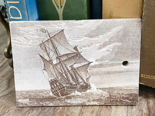 Antique Ceramic Calendar Tile - 1910 The Mayflower at Duckwells