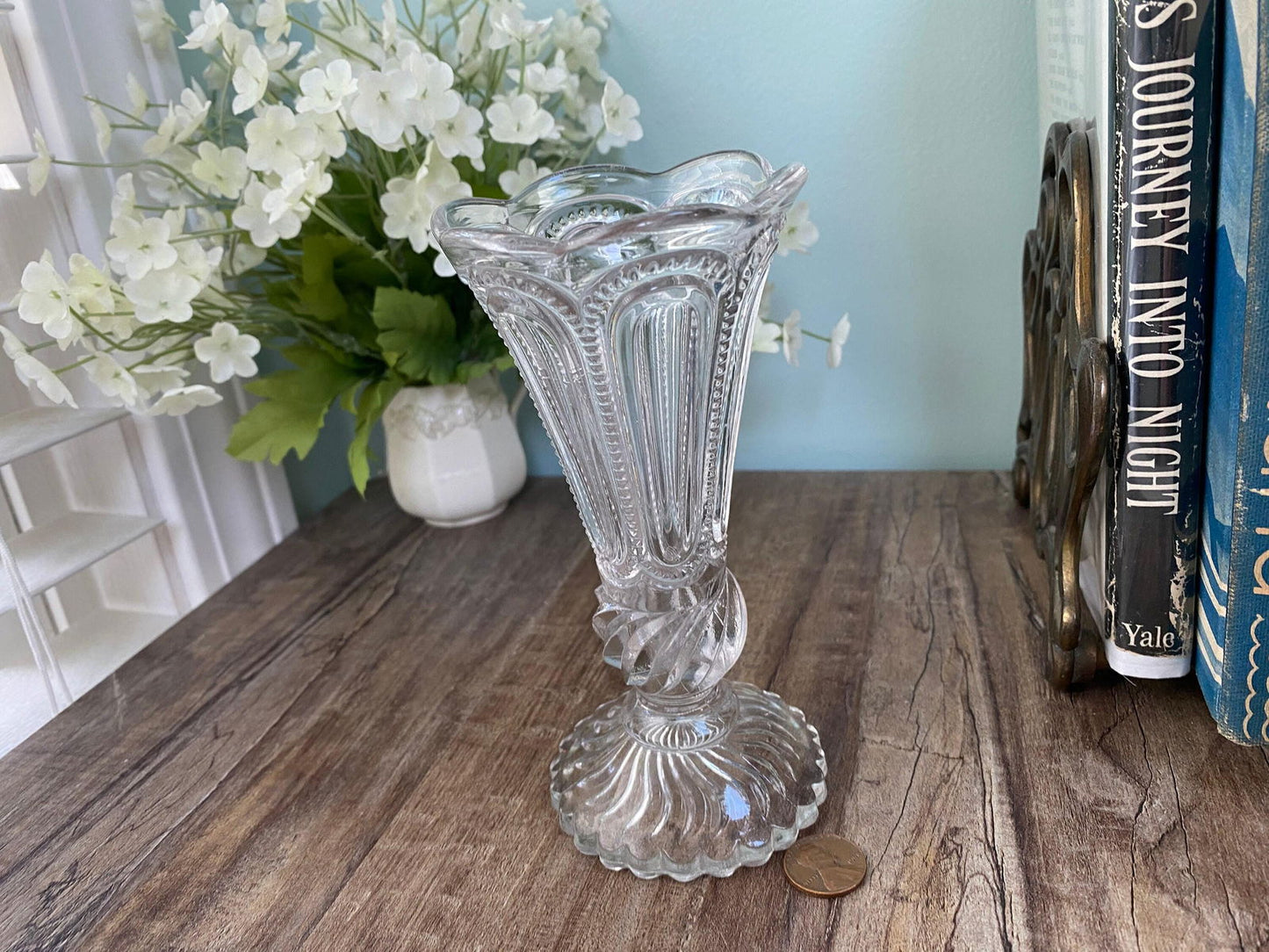 Antique Early American Pressed Glass Vase EAPG at Duckwells