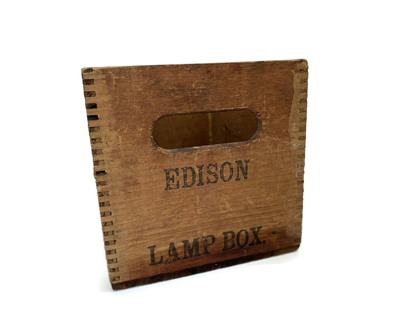 Antique Edison Lamp Advertising Wood Box - Duckwells