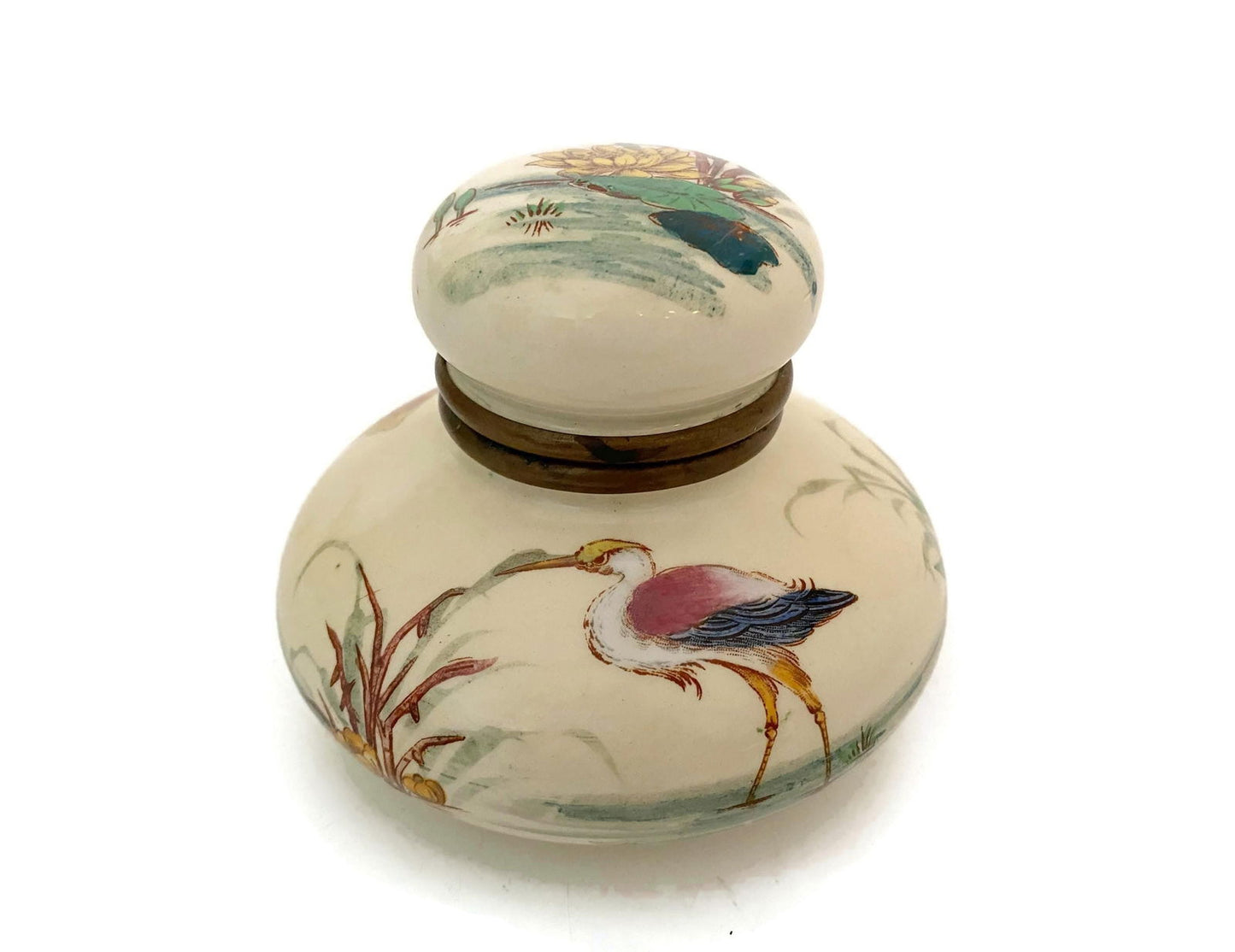 Antique French Ceramic Inkwell by George Dreyfus Paris at Duckwells