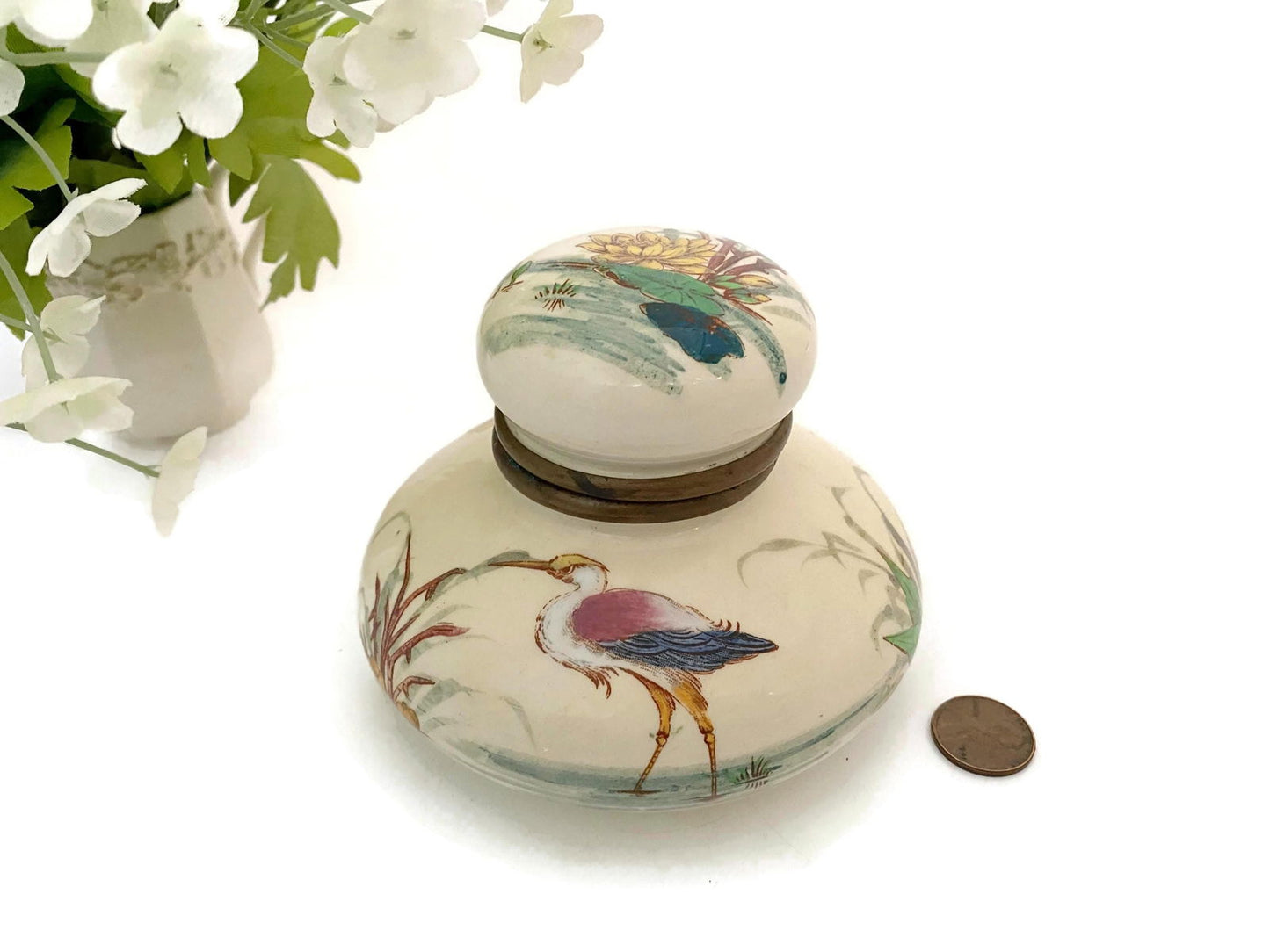 Antique French Ceramic Inkwell by George Dreyfus Paris at Duckwells