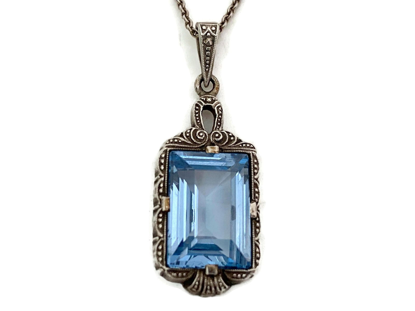 Antique German Silver Blue Spinel Pendant at Duckwells