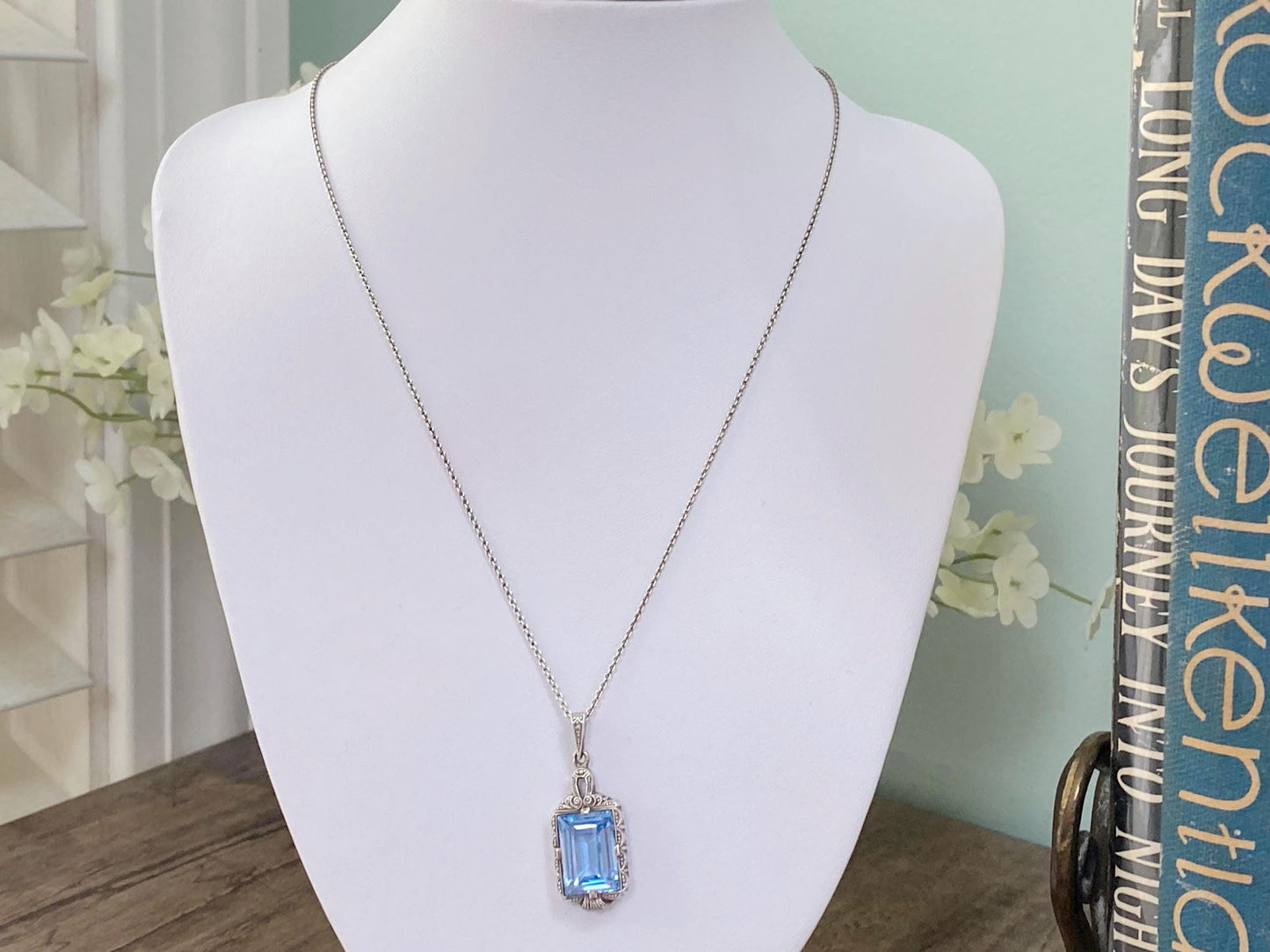 Antique German Silver Blue Spinel Pendant at Duckwells