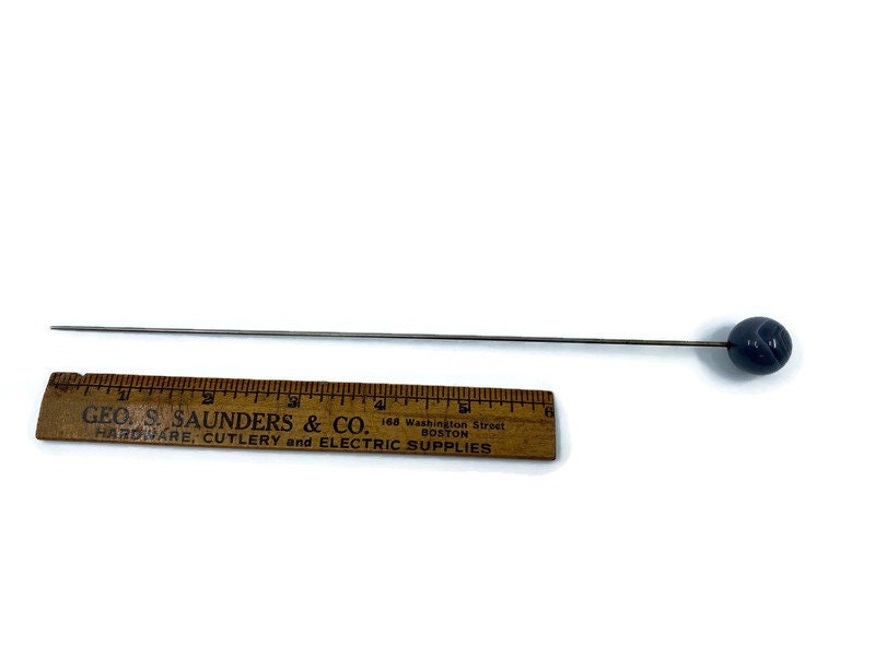 Antique Gray Glass Hat Pin at Duckwells
