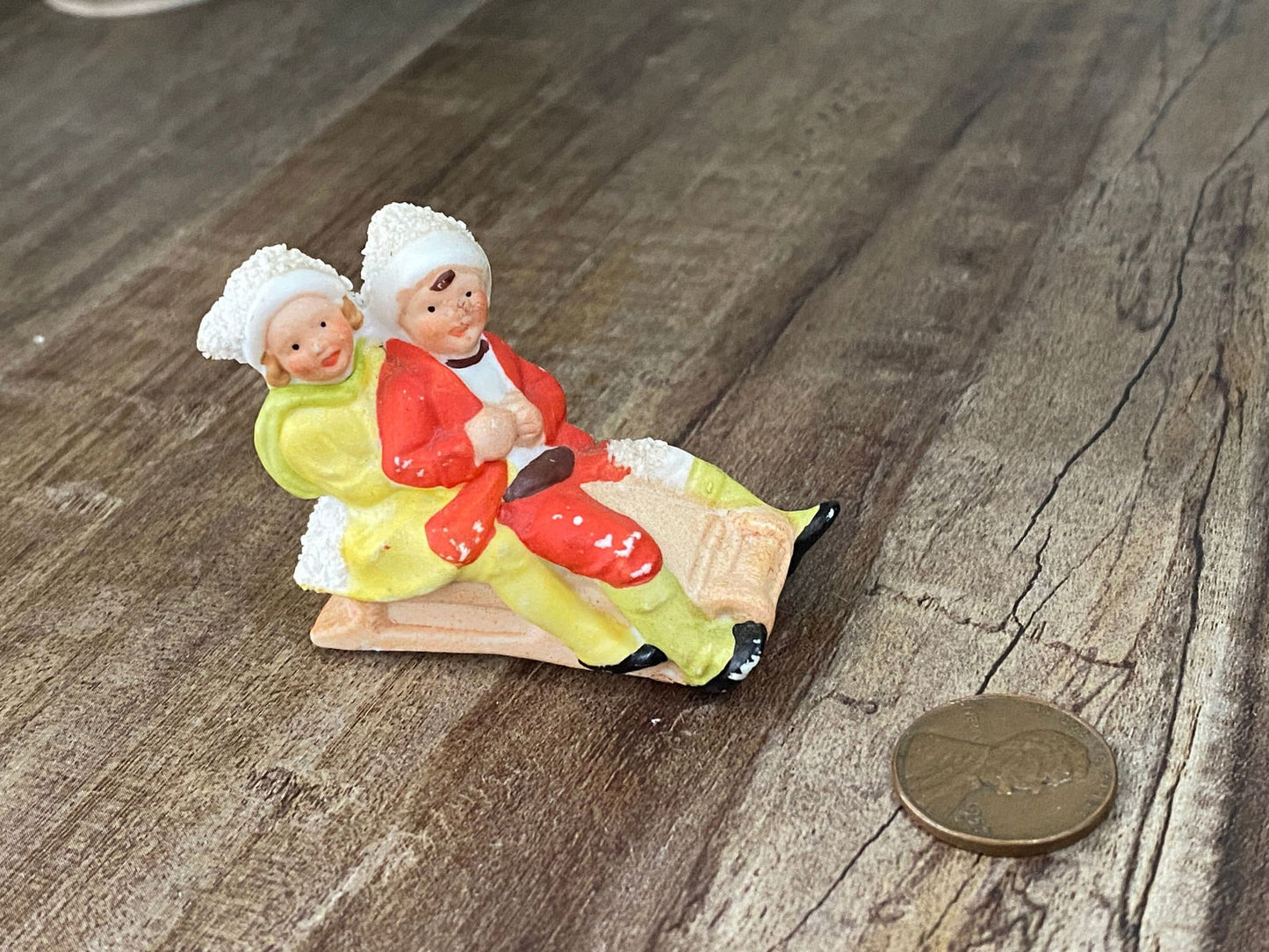 Antique Hertwig German Bisque Porcelain Sledding Figurine at Duckwells