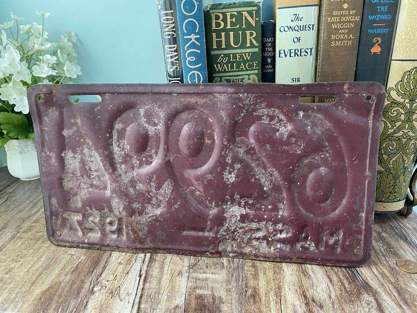 Antique Massachusetts 1927 License Plate at Duckwells