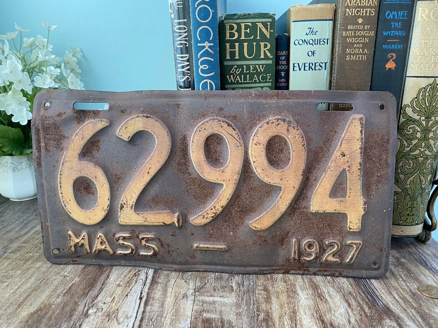 Antique Massachusetts 1927 License Plate at Duckwells