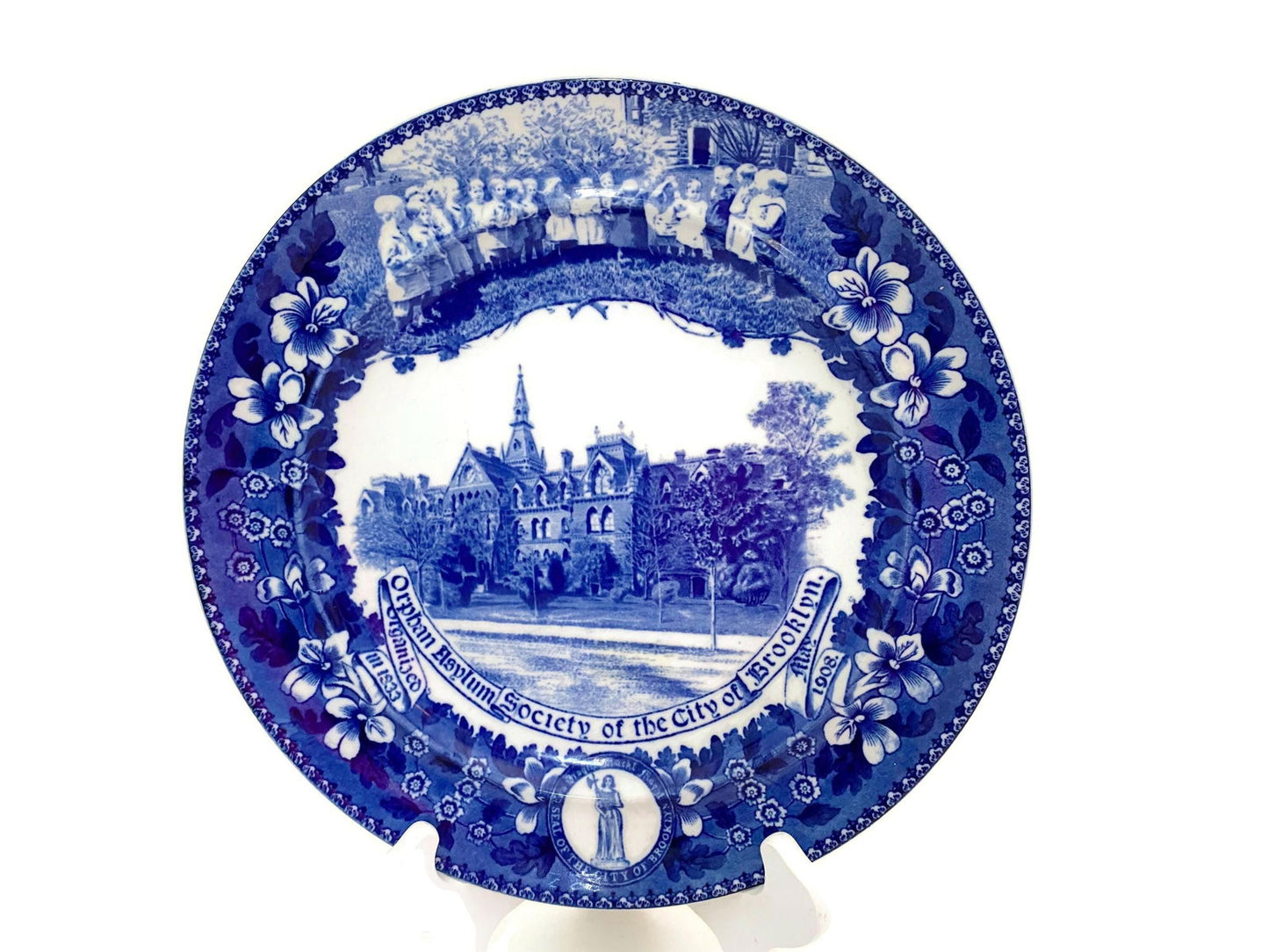 Antique Orphan Asylum Brooklyn New York Plate by Copeland Spode - Duckwells