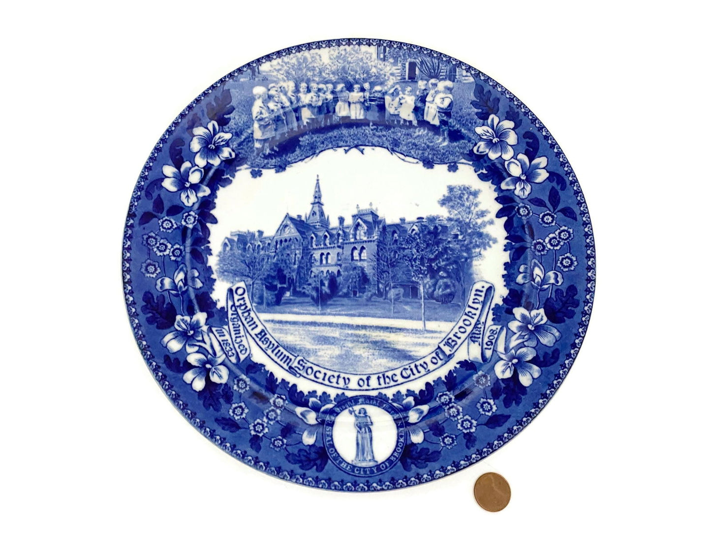 Antique Orphan Asylum Brooklyn New York Plate by Copeland Spode - Duckwells