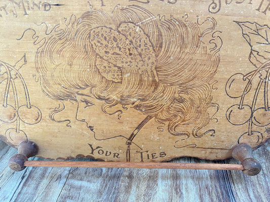 Antique Pyrography Wood Burning Tie Holder at Duckwells