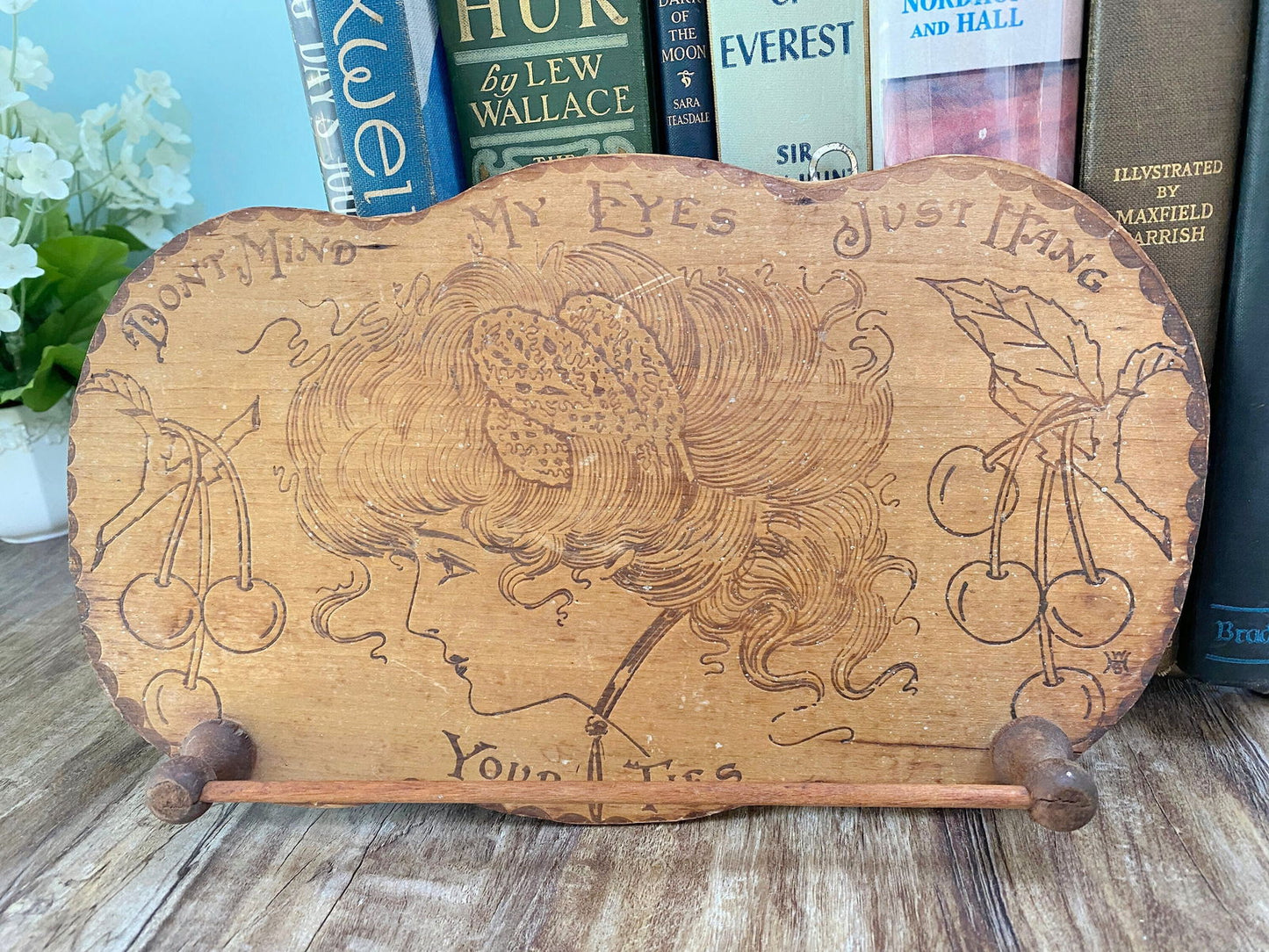 Antique Pyrography Wood Burning Tie Holder at Duckwells