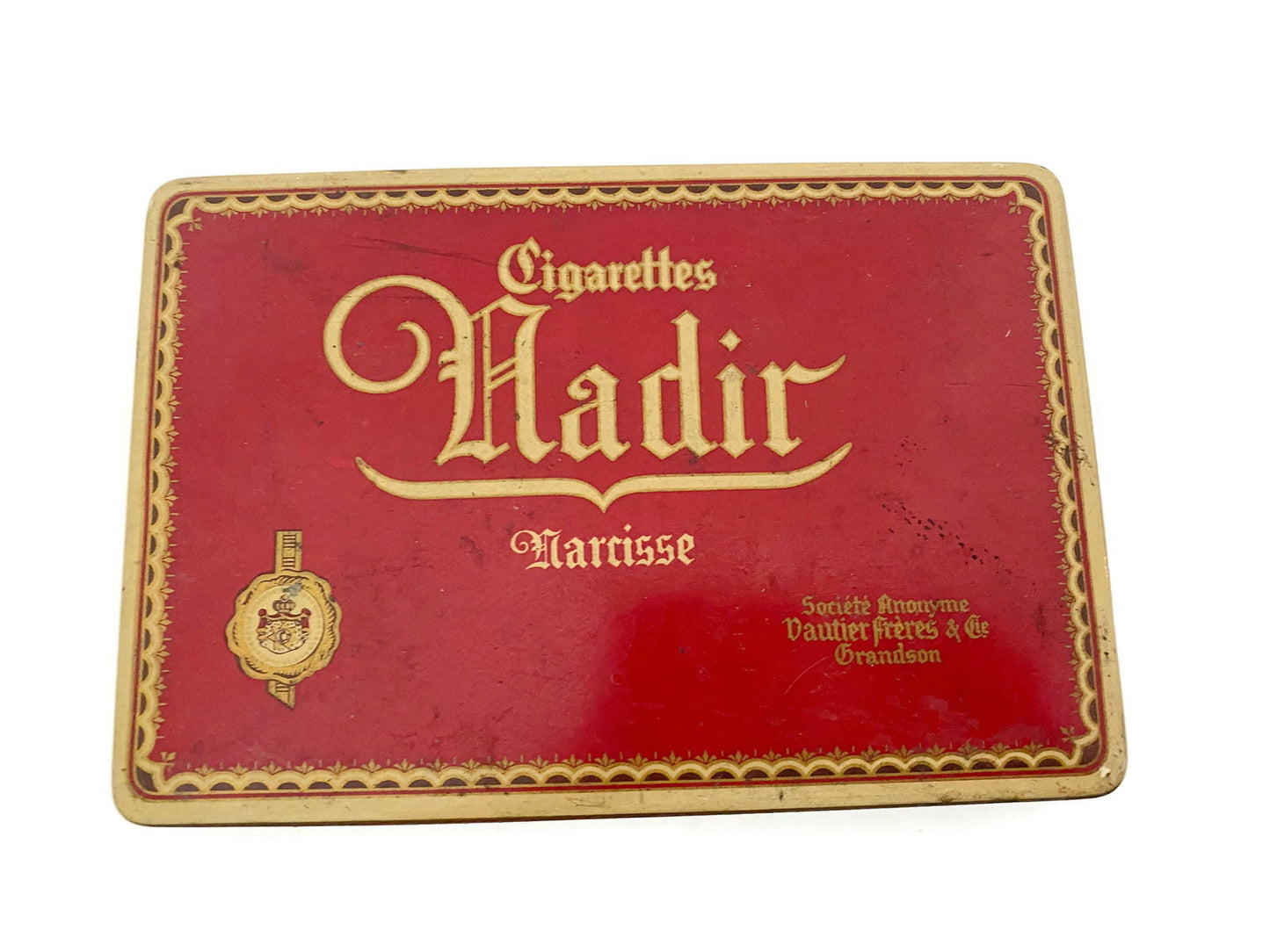 Antique Tobacco Tin Rare Collectible Advertising for Nadir Cigarette - Duckwells