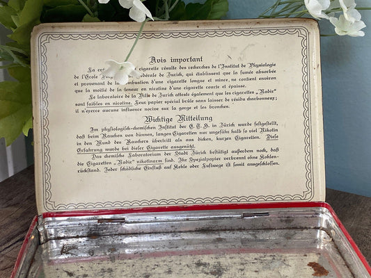 Antique Tobacco Tin Rare Collectible Advertising for Nadir Cigarette at Duckwells