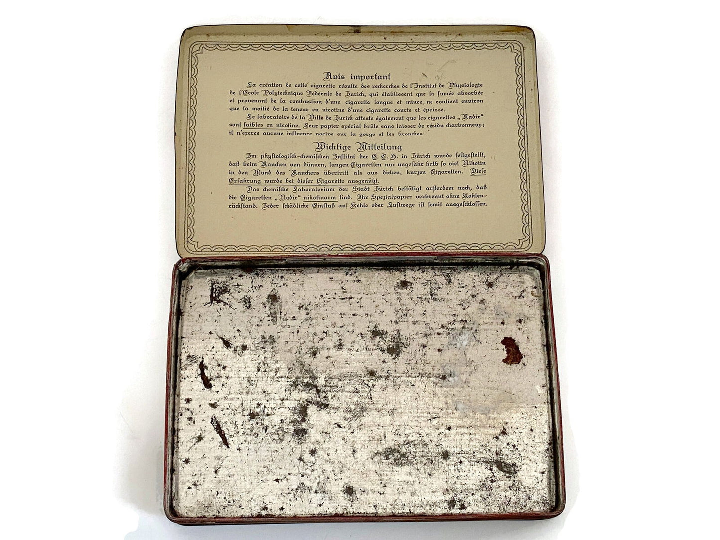 Antique Tobacco Tin Rare Collectible Advertising for Nadir Cigarette - Duckwells