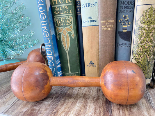 Antique Wood Weight Set - Vintage Wooden Barbells at Duckwells