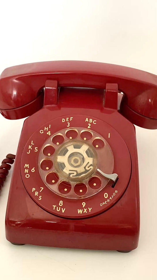 Vintage Red Rotary Dial Telephone at Duckwells