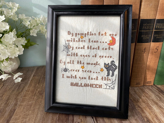Framed Machine Embroidered Halloween Poem at Duckwells