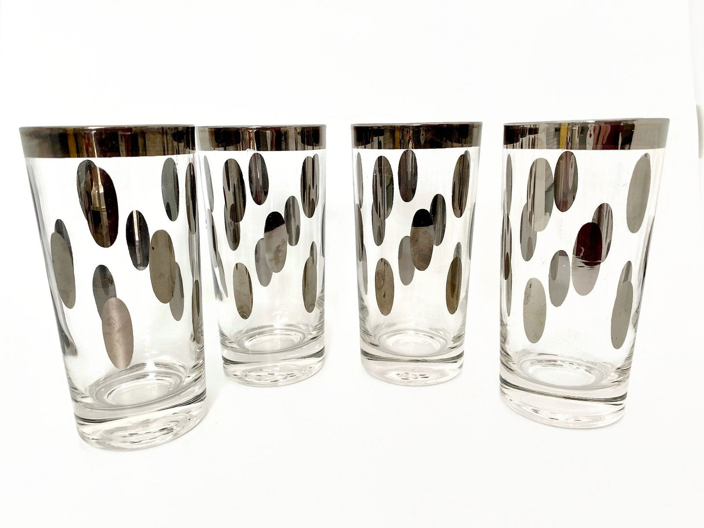 Midcentury Barware Oblong Dots Silver Glassware - Duckwells