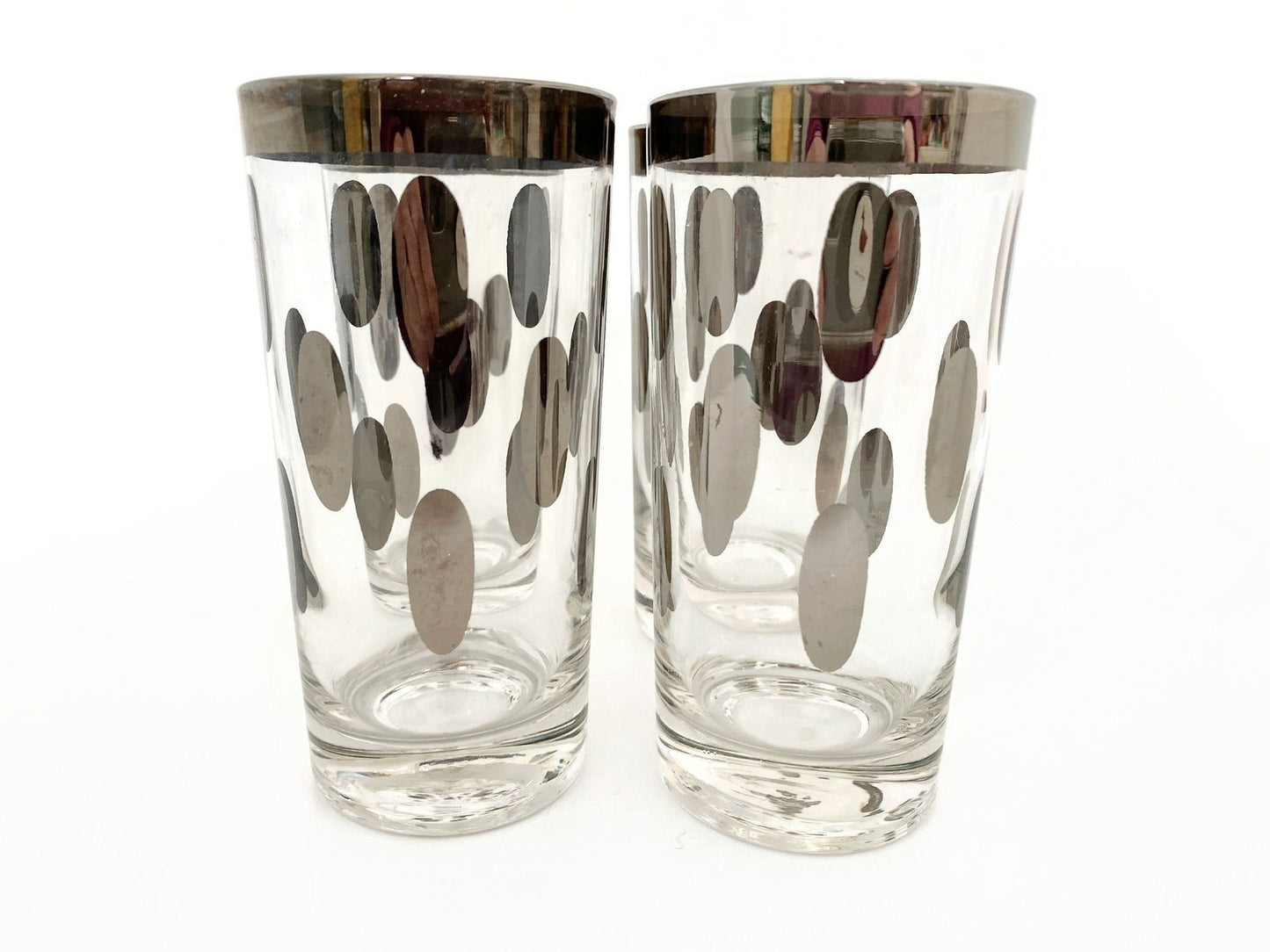 Midcentury Barware Oblong Dots Silver Glassware - Duckwells