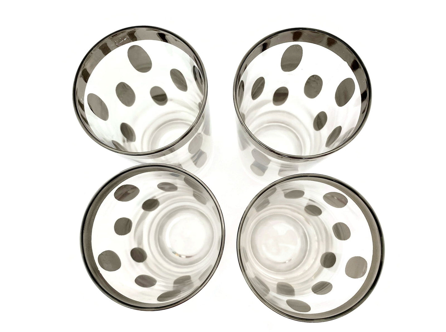 Midcentury Barware Oblong Dots Silver Glassware - Duckwells