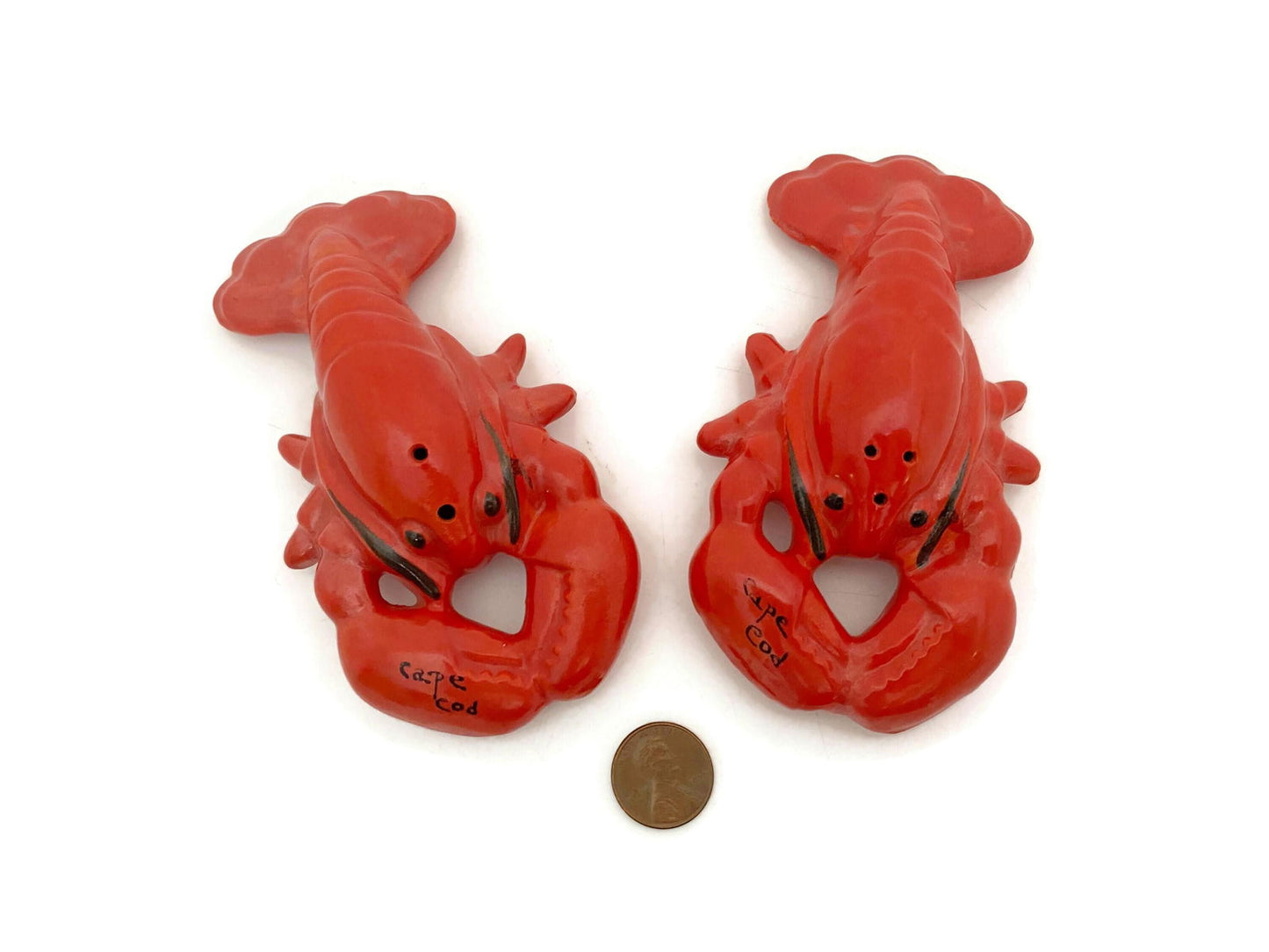 Midcentury Ceramic Lobster Salt and Pepper Shakers Cape Cod Souvenir - Duckwells