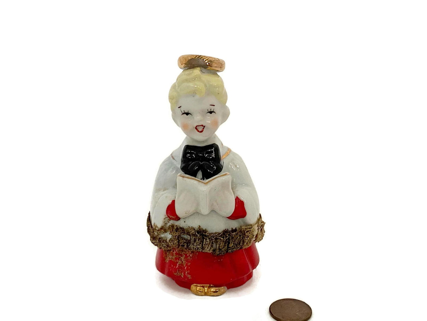 Midcentury Christmas Boy Caroler Ceramic Figurine - Duckwells
