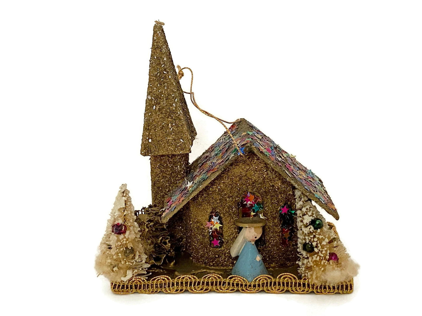 Midcentury Christmas Putz Church Ornament at Duckwells