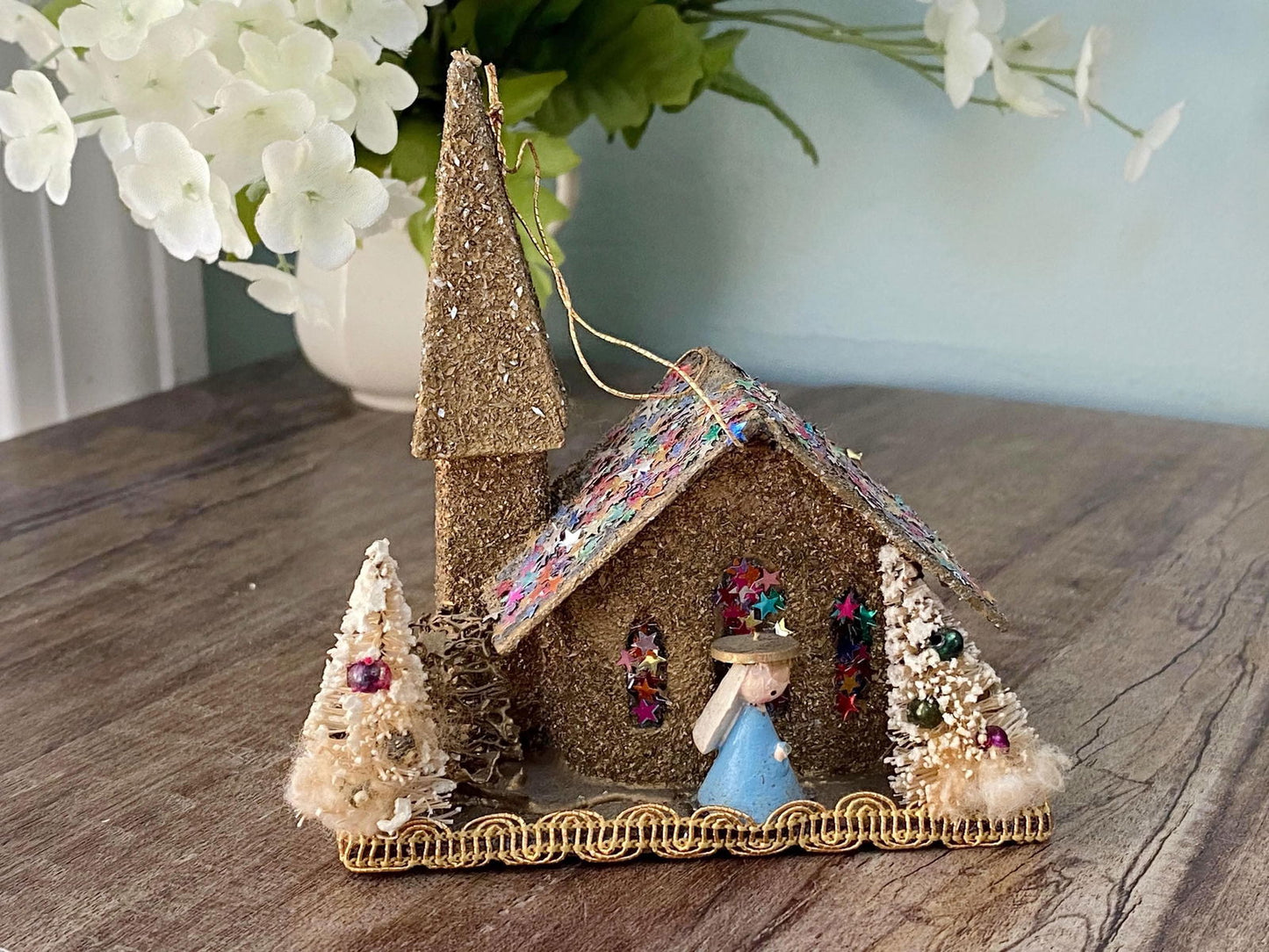 Midcentury Christmas Putz Church Ornament at Duckwells