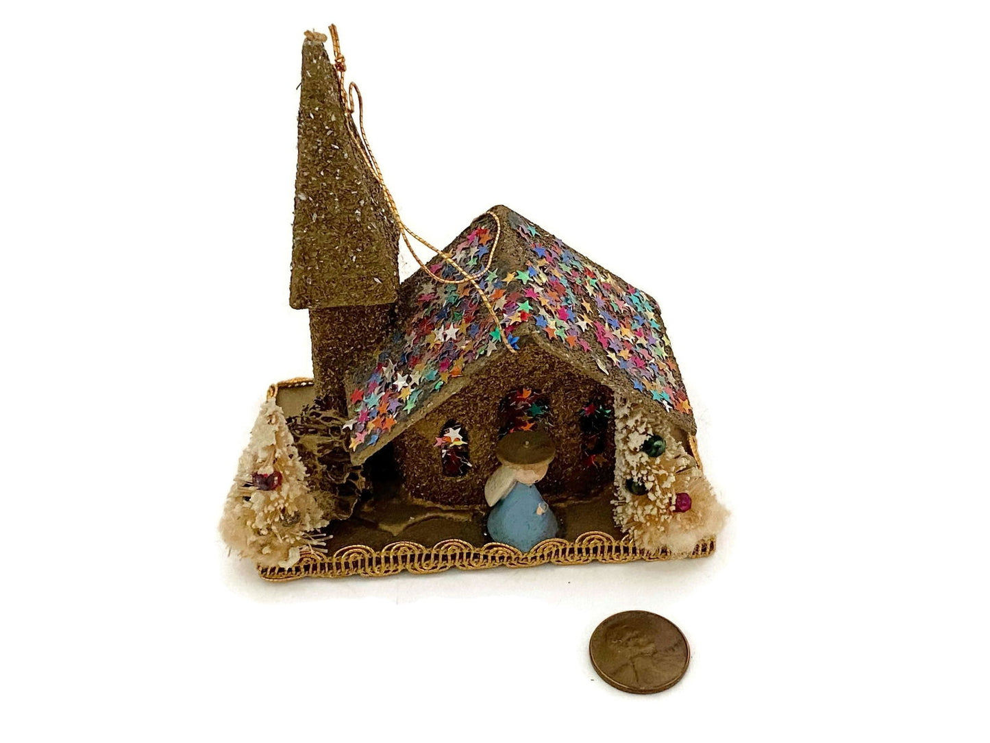 Midcentury Christmas Putz Church Ornament at Duckwells
