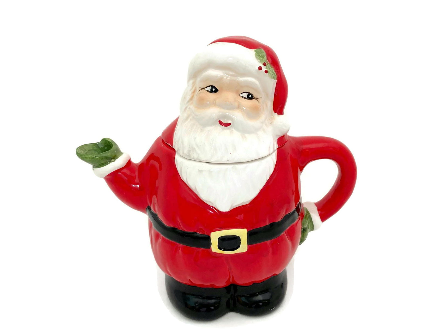 Midcentury Christmas Teapot Ceramic Hand Painted Santa Claus - Duckwells