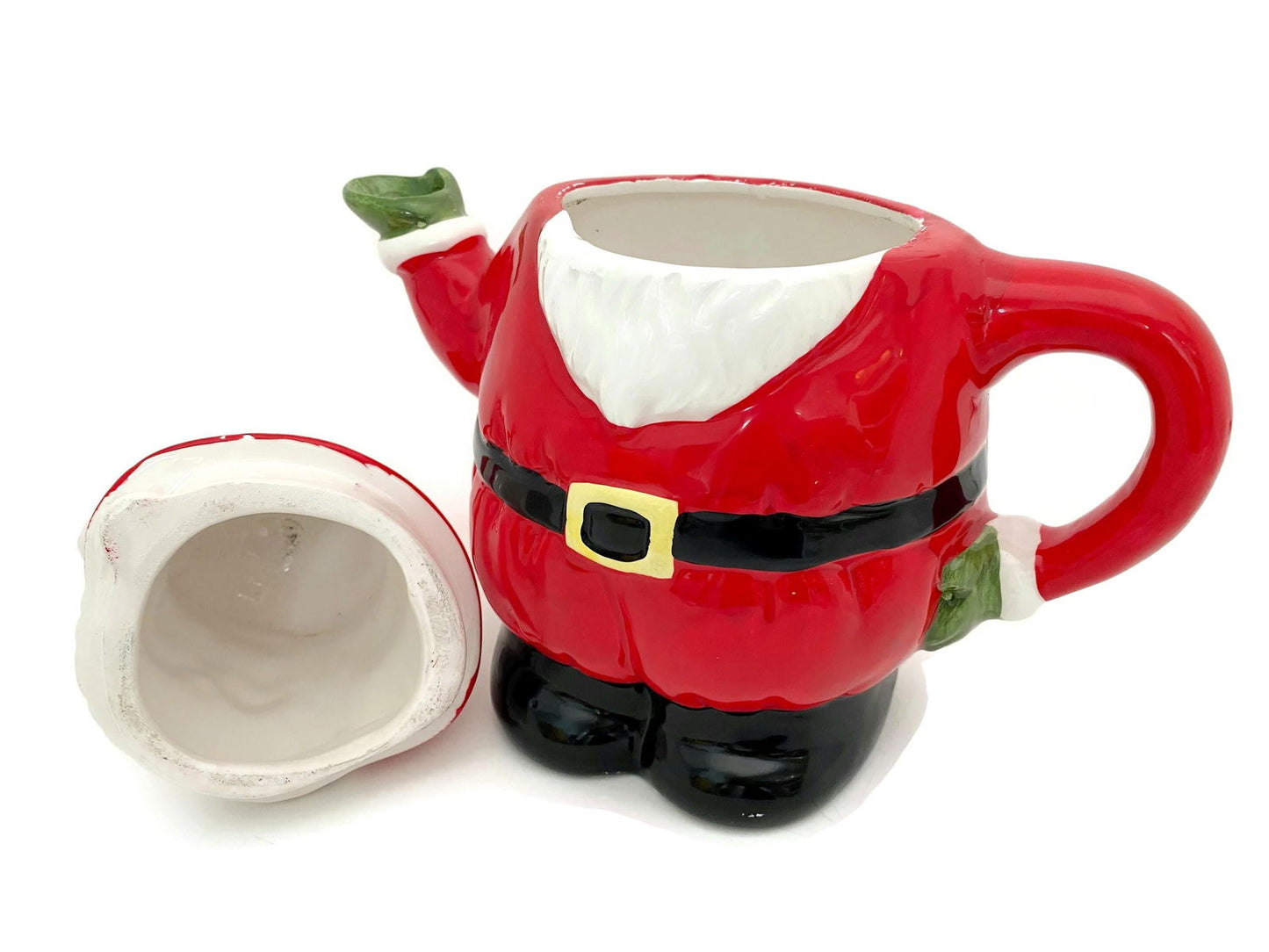 Midcentury Christmas Teapot Ceramic Hand Painted Santa Claus - Duckwells
