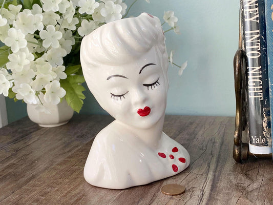 Midcentury Glamour Girl Head Vase at Duckwells