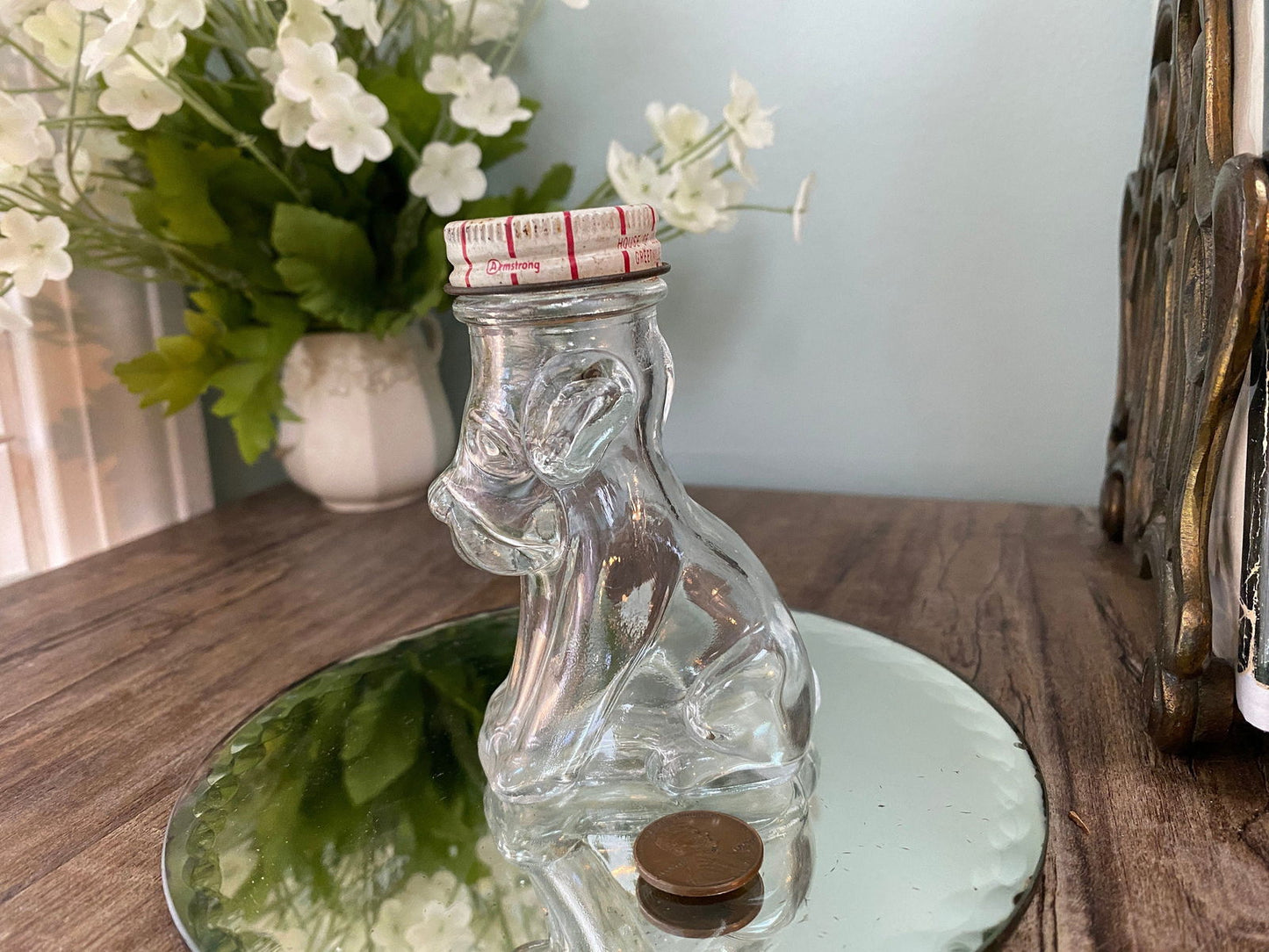 Midcentury Glass Dog Figural Bottle - Duckwells