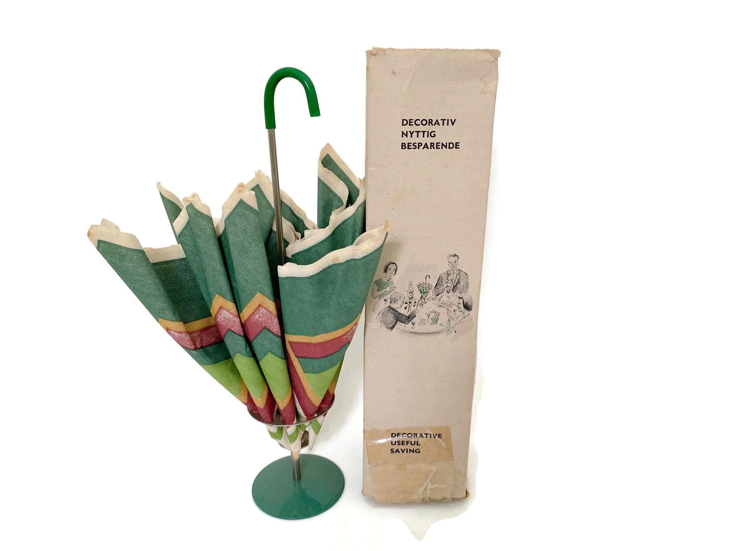 Midcentury Napkin Umbrella Holder with Original Package - Duckwells