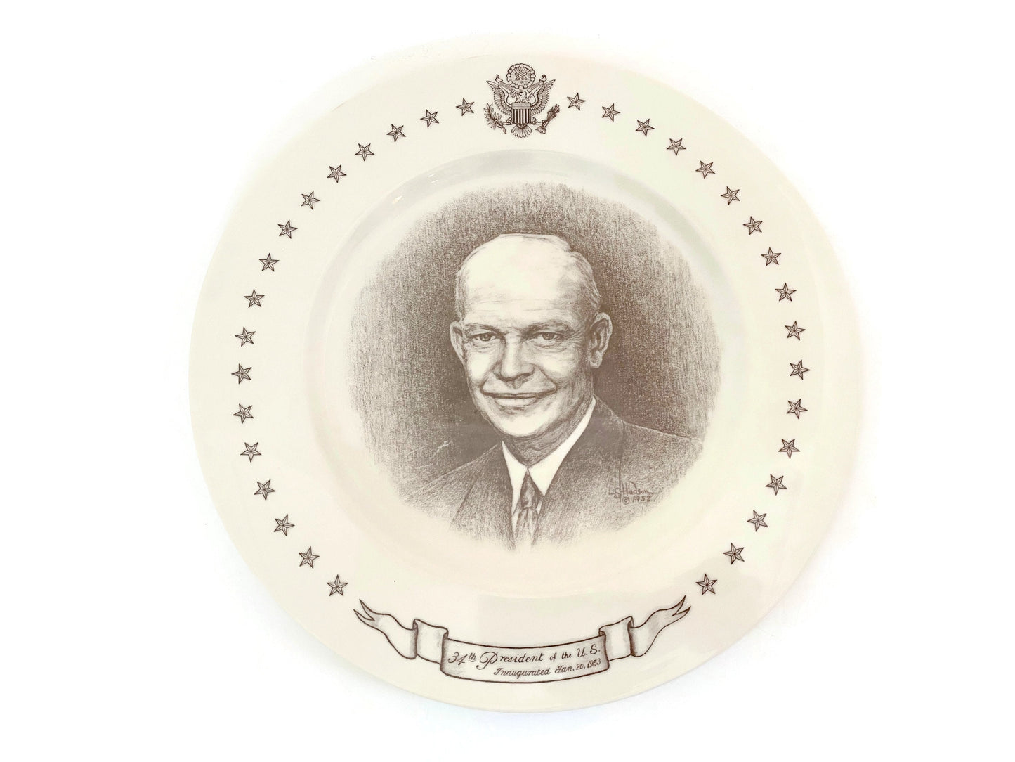 Midcentury President Dwight D. Eisenhower Souvenir Collectible Plate - Duckwells