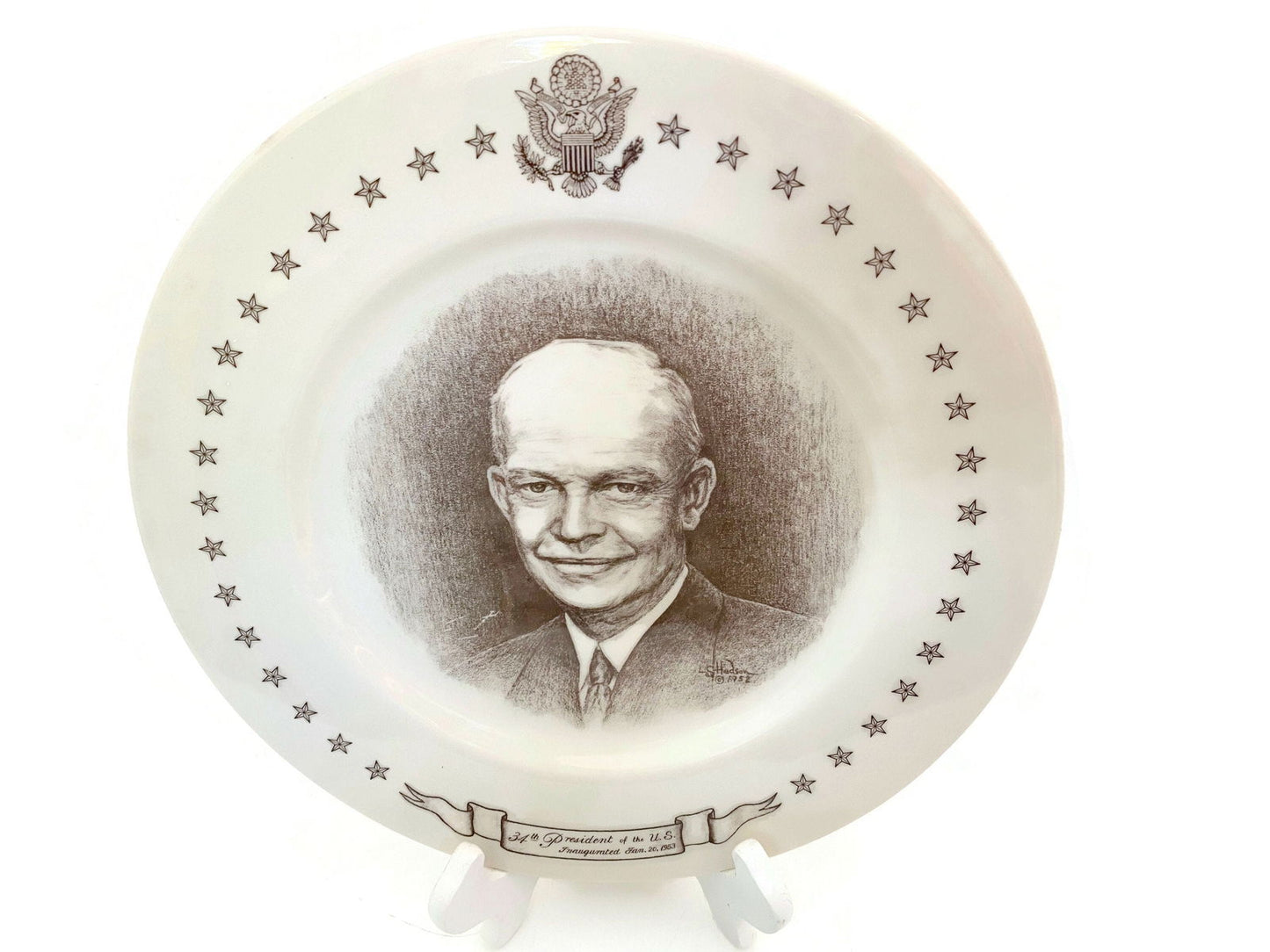 Midcentury President Dwight D. Eisenhower Souvenir Collectible Plate - Duckwells
