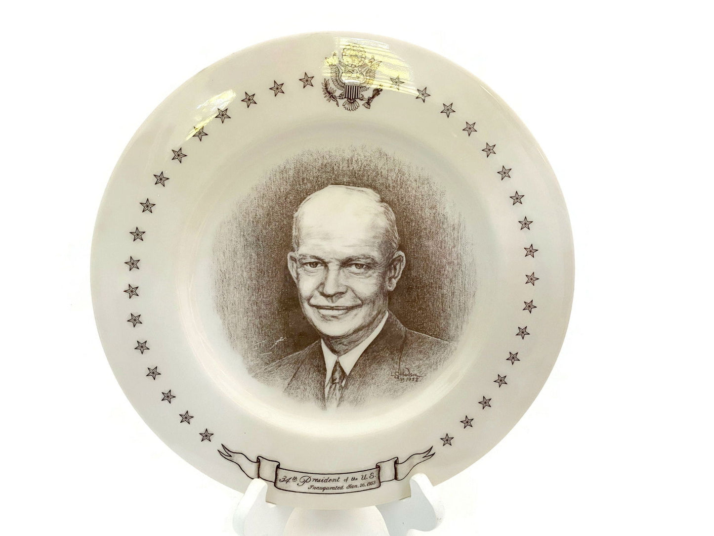 Midcentury President Dwight D. Eisenhower Souvenir Collectible Plate - Duckwells