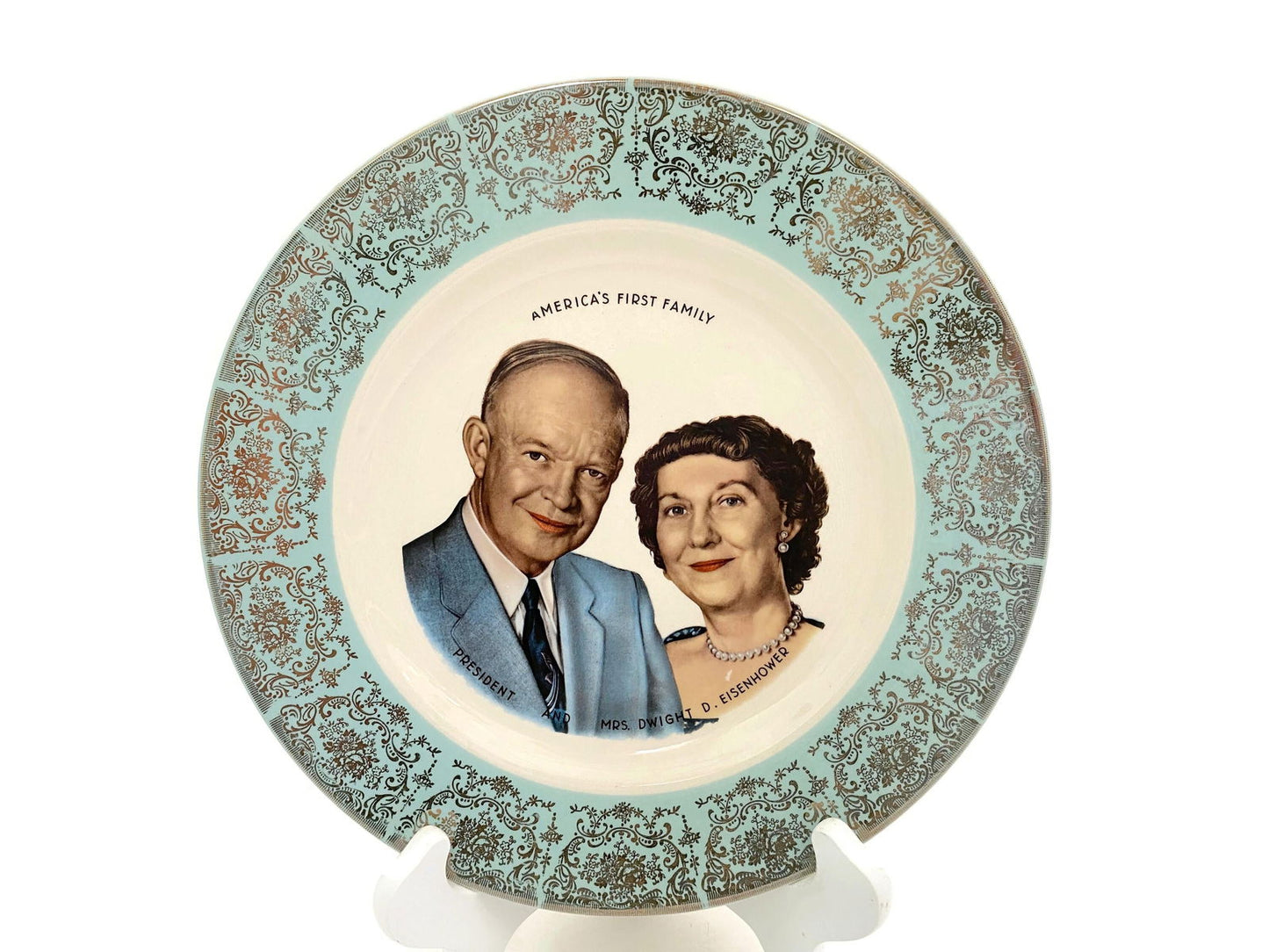 Midcentury President and Mrs. Dwight D. Eisenhower Plate - Duckwells