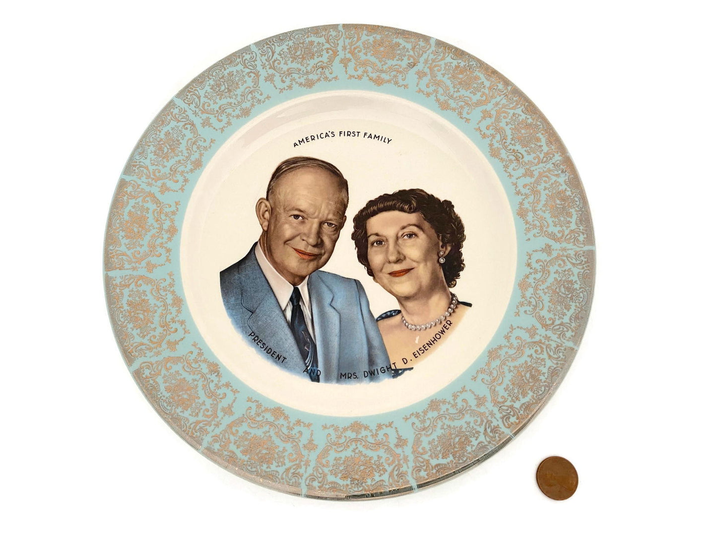 Midcentury President and Mrs. Dwight D. Eisenhower Plate - Duckwells