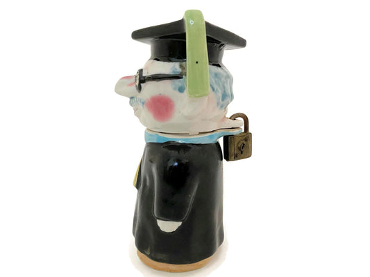 Midcentury Professor Ceramic Coin Bank with Lock by Thames at Duckwells