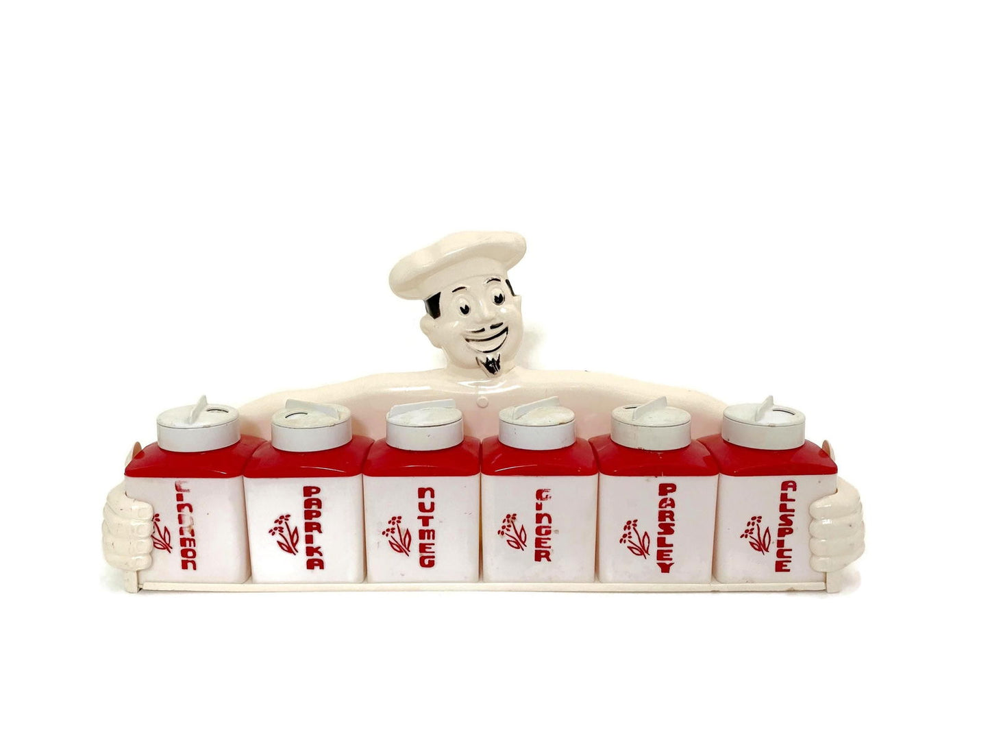 Midcentury Red and White Plastic Spice Rack by Dapol - Duckwells