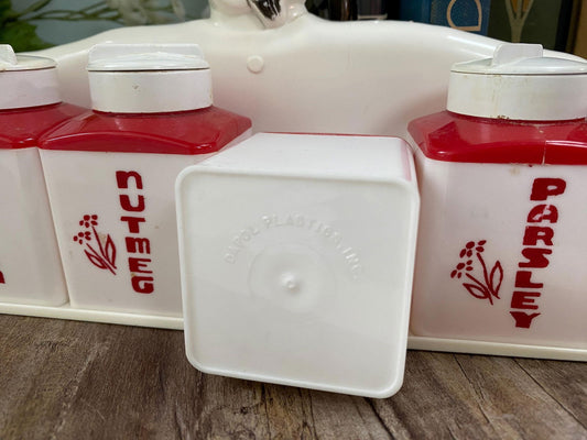 Midcentury Red and White Plastic Spice Rack by Dapol at Duckwells